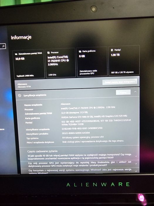 Laptop Dell Alienware 17 R4