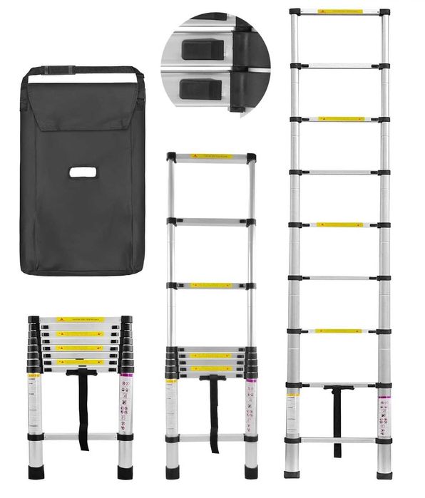 DRABINA ALUMINIOWA TELESKOPOWA przystawna o długości 260cm + torba