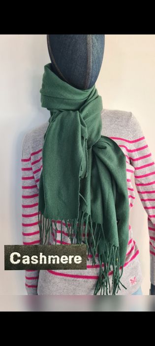 Szal duży szalik. Kaszmir. Butelkowa zieleń