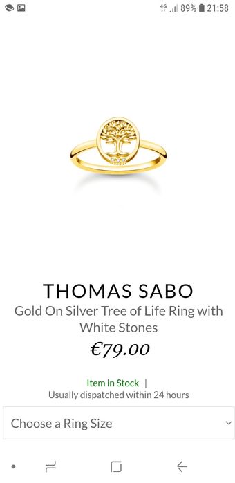thomas sabo 925 серебро серебряное в позолоте кольцо дерево любви