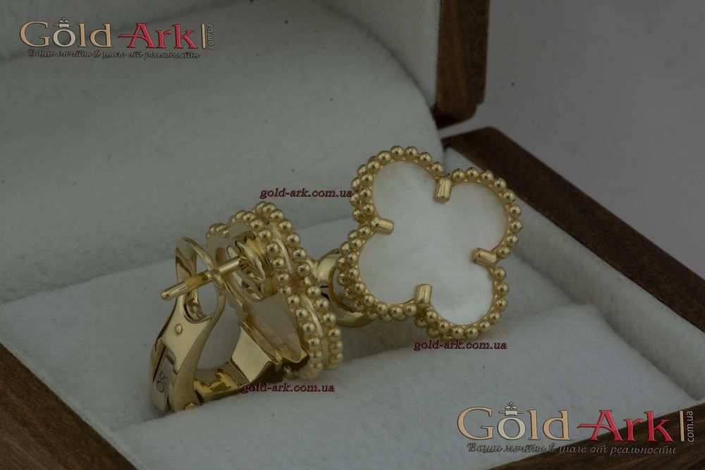 Серьги Ван Клиф с белым перламутром