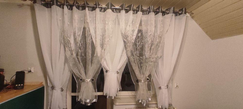 Firanka biało szara 500*160