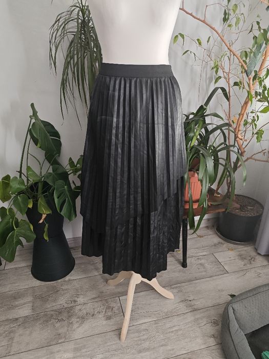 Spódnica Rivier island skórzana plisowana długa retro vintage czarna a