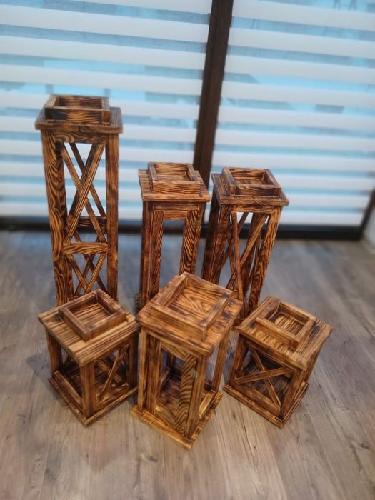 Ręcznie robiona latarenka z litego drewna sosnowego