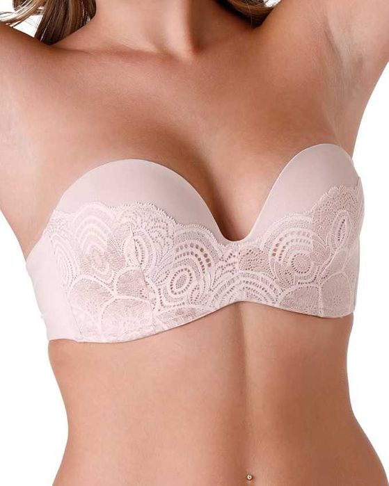 WONDERBRA Refined Glamour Ultimate Strapless Biustonosz Push Up 85C Beżowy