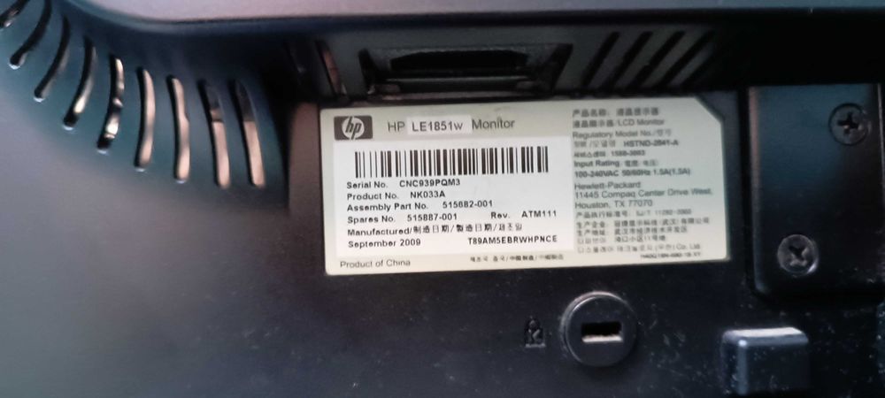 Monitor LCD HP LE1851w widescreen de 18,5 polegadas VGA