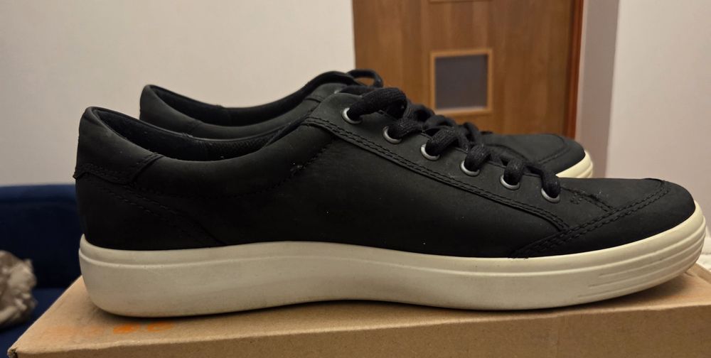 Skórzane buty sneakersy ECCO Soft 7 Męskie r. 44 Czarne Nubuk