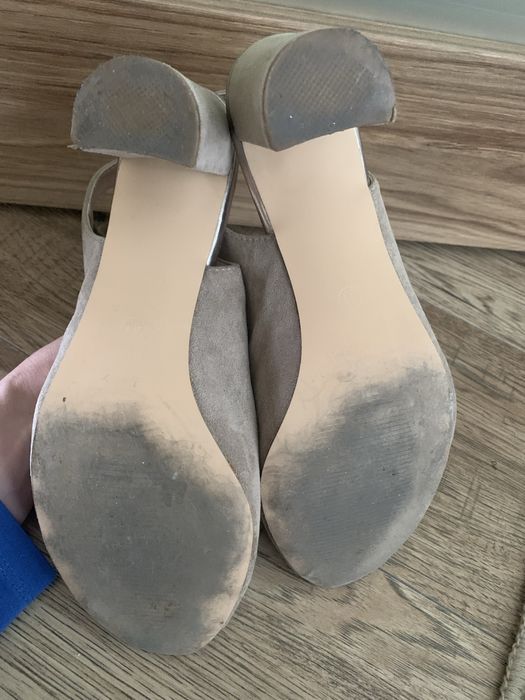 Skorzane jasne buty na obcasie 41 wiosna lato