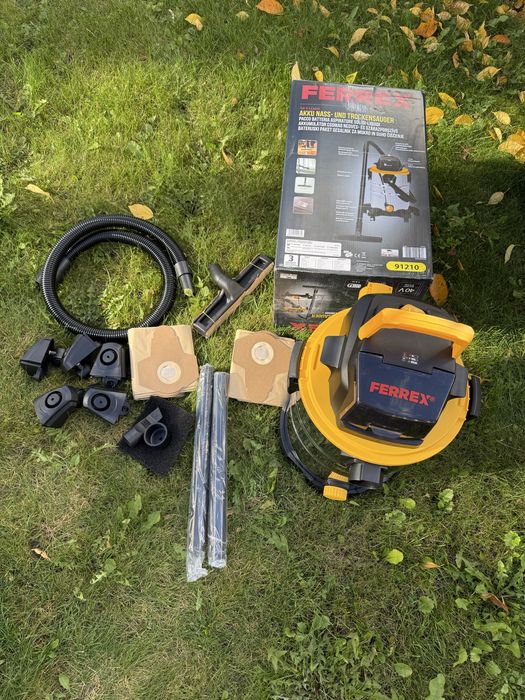 Найпотужніший будівельний Акамуляторний пилосос ferrex 40 v