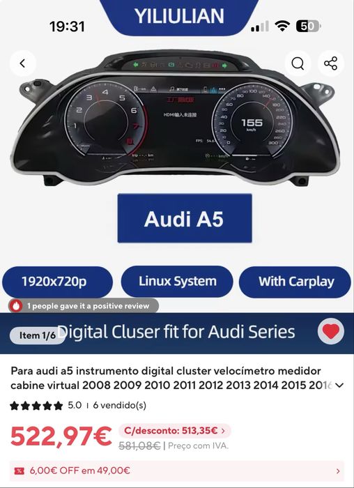 Cluster digital Audi A5 8T