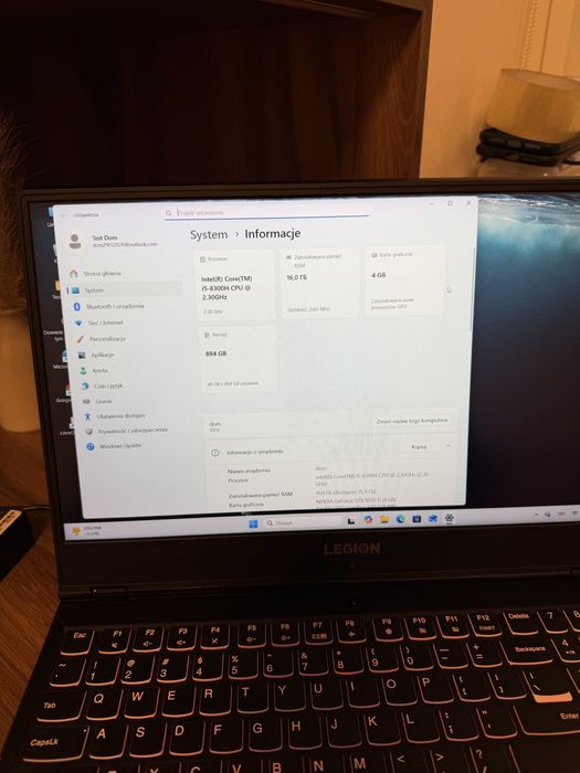 Lenovo Legion i5-8300H RAM 16gb Gtx 1050 Ti Windows 11