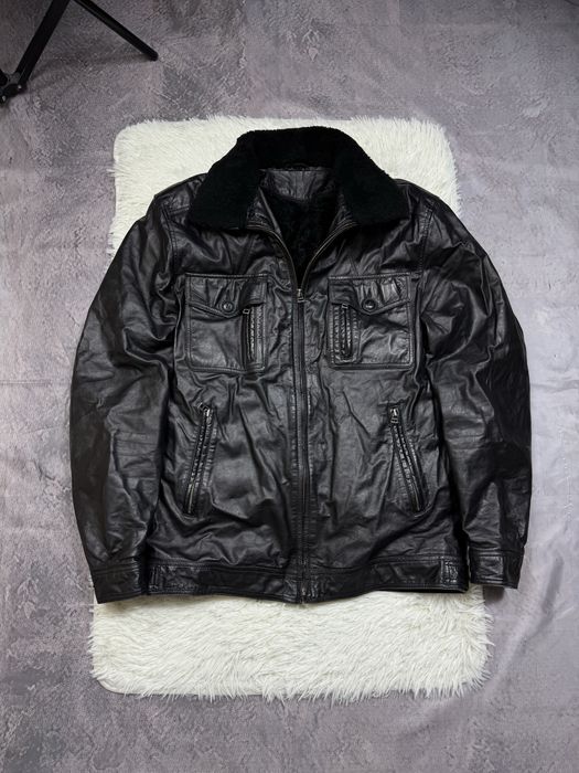 Італійська шкіряна чоловіча куртка з утепленням franco marcello