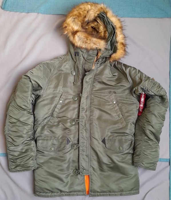 Alpha Industries parka jak nowa nyco sage green kurtka L kurtka ocieplana wojskowa