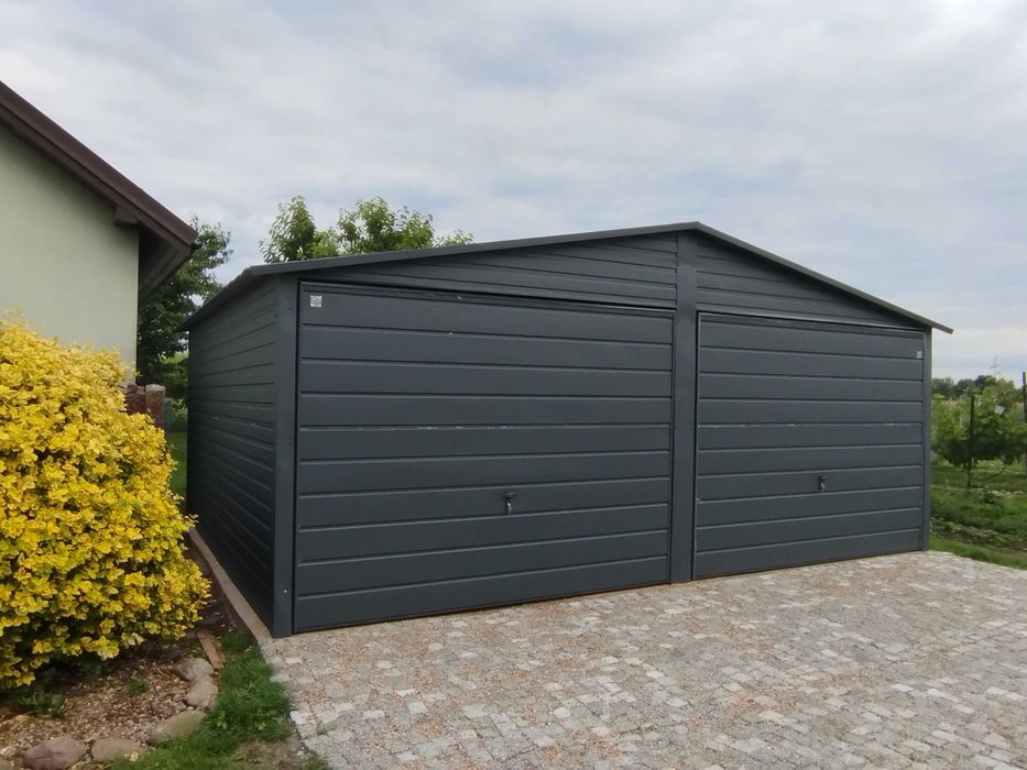 Garaż Blaszany Dwustanowiskowy Grafit 6x5 Darmowa Dostawa i Montaż