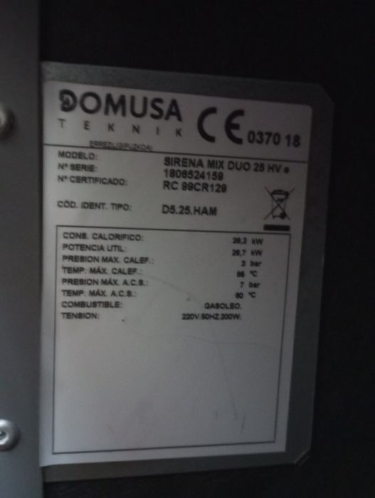 Caldeira gasóleo Domusa