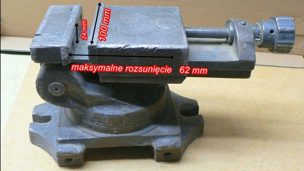 Imadło maszynowe kątowe skrętne szczęki 100 mm