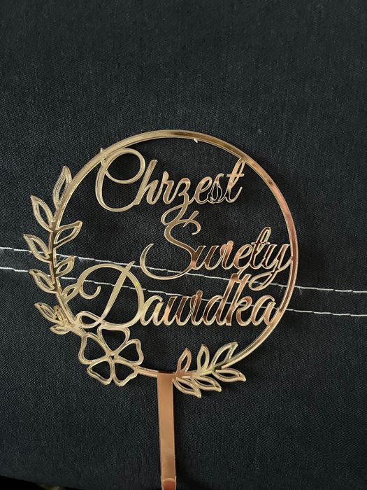 Lustrzany topper na tort Chrzest Święty Dawidka