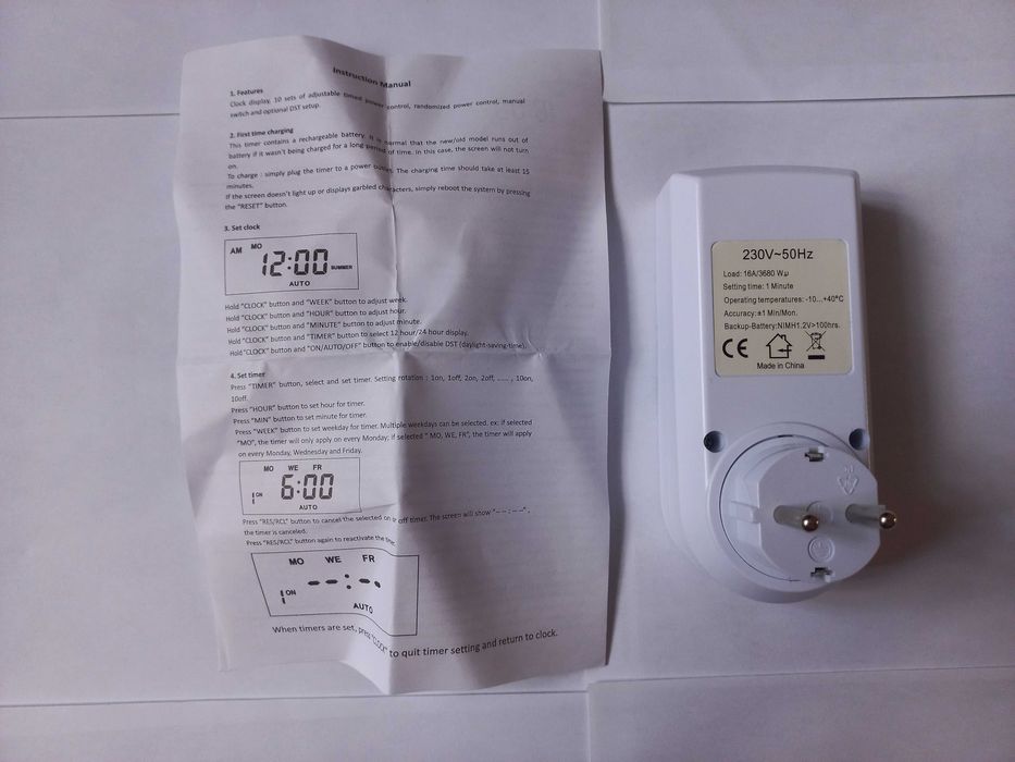 Розетка с таймером программирования 220V 16A 3.5кВт