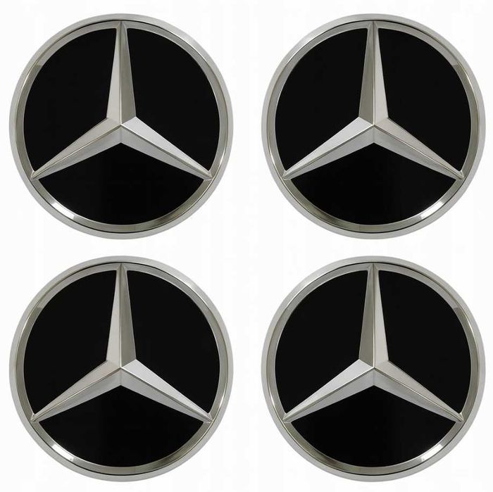 Komplet 4szt Dekielki Mercedes Czarne 75mm