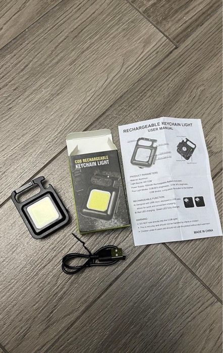 Фонарик cob rechargeable keychain light