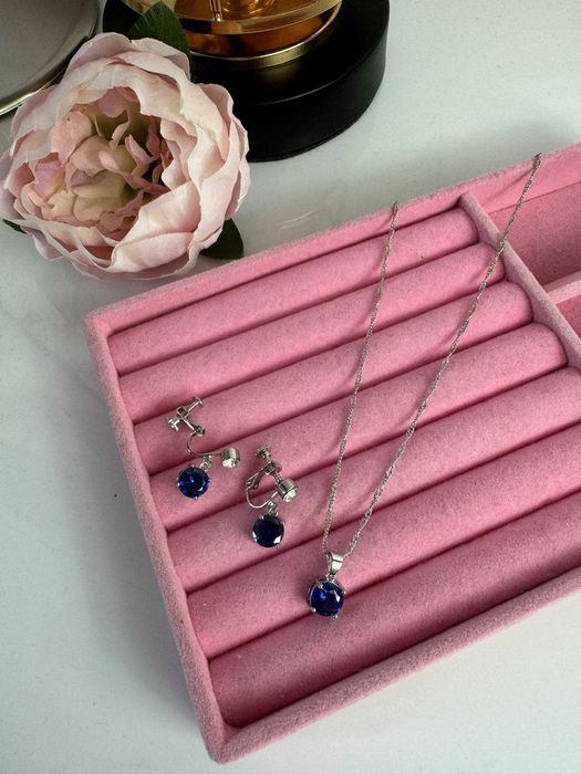 Komplet biżuterii platerowany srebrem925S naszyjnik klipsy cyrko z14