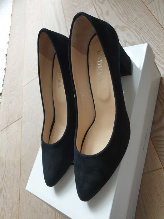 Zamszowe buty Badura Zamszowe czółenka buty na obcasie