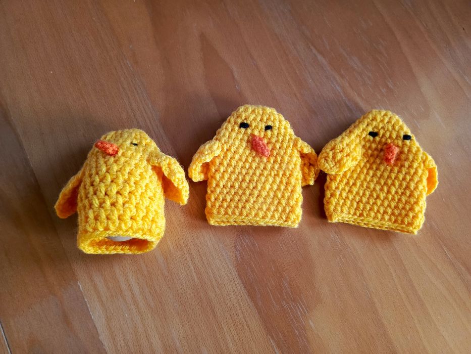 Zestaw kurczaczków kura Wielkanoc szydełko wełna handmade  zabwka