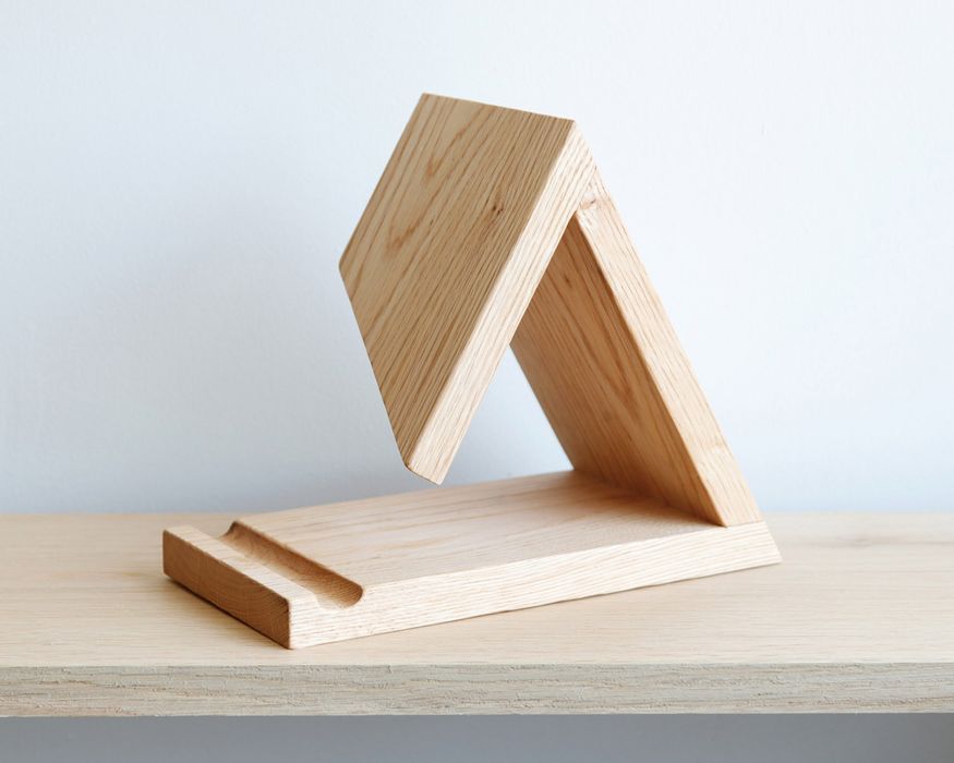 Dębowy stojak na książki, drewniana podstawka