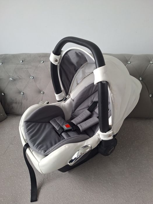 Nosidelko fotelik junama diamond bialy białe ekoskóra