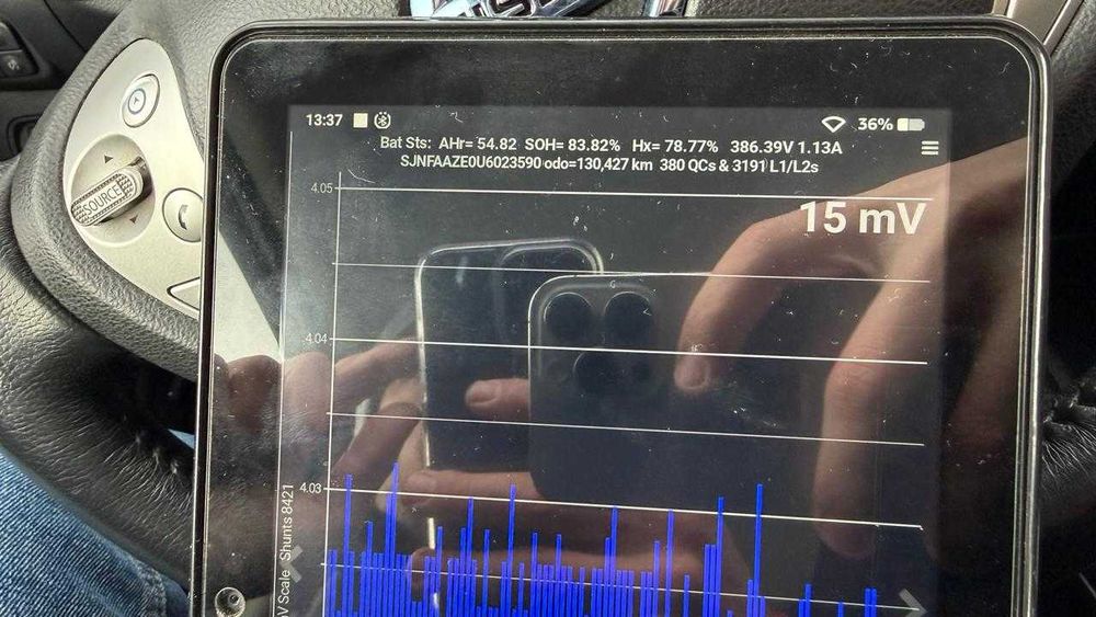 Nissan Leaf 2015, 11 палок, SOH 83%, NORDIC, не фарбований, огляд 360