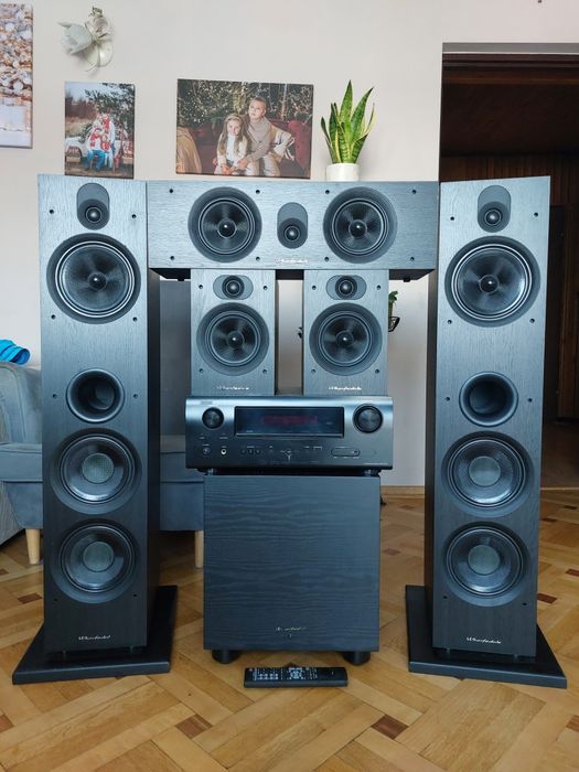 Kino Domowe Denon Amplituner Kolumny Wharfedale Subwoofer Aktywny