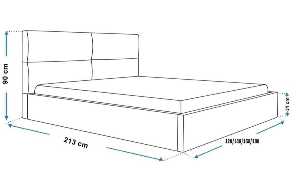 Łóżko tapicerowane z podnoszonym stelażem 120/140/160/180x200 - WIKI