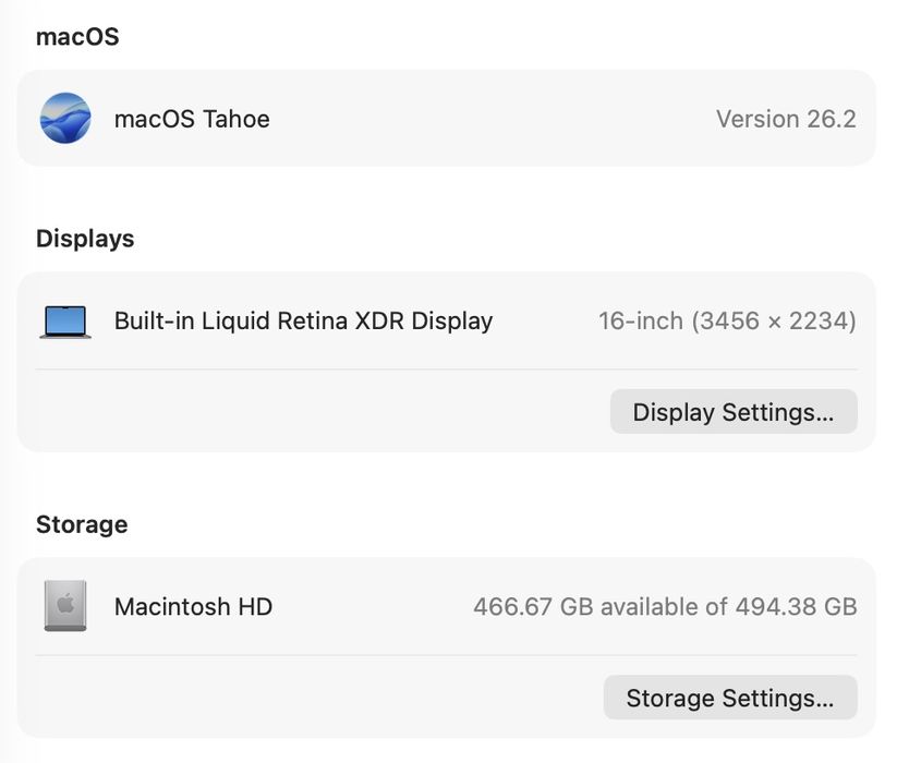 MacBook Pro 16’ 2021 32GB RAM 512GB SSD 92%