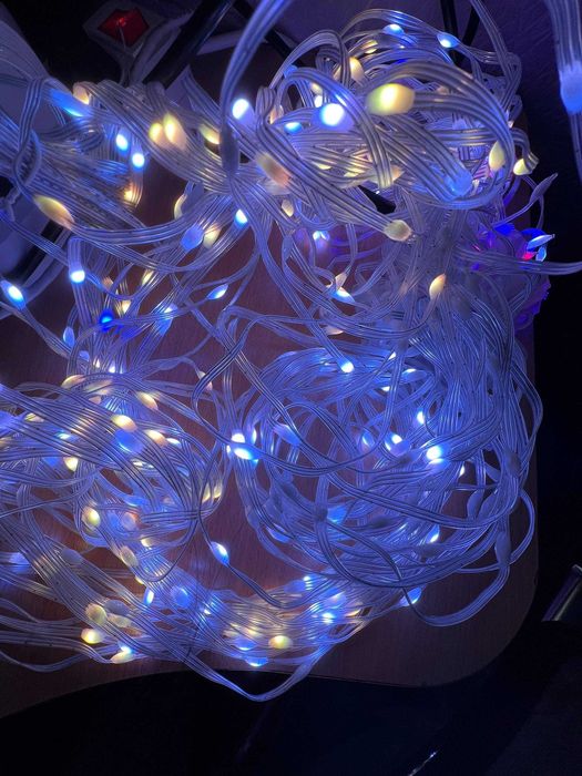 Умная гирлянда штора 2*2 M RGB, управление телефоном или пультом USB