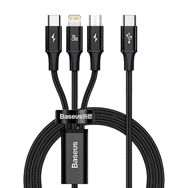 Kabel Baseus Rapid Series 3w1 USB-C - USB-C / Lightning / micro USB 20