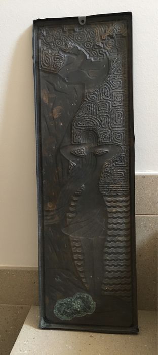 Большая медная чеканка ссср девушка на берегу