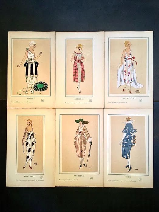 TRÉS PARRISIEN No 1 - 1920 - pintado à mão - catálogo de moda