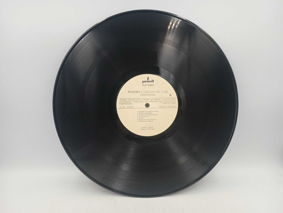 Płyta winylowa Piosenki z plecaka Tik-Taka Pronit 1988 rok winyl
