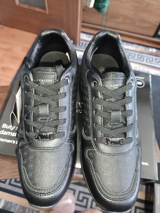 Nowe skórzane buty sneakersy Cholewiński czarne 38