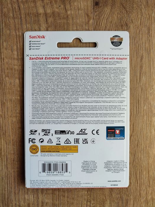 Karta pamięci microSDXC SanDisk Extreme PRO 1TB. Oryginalna. Nowa.