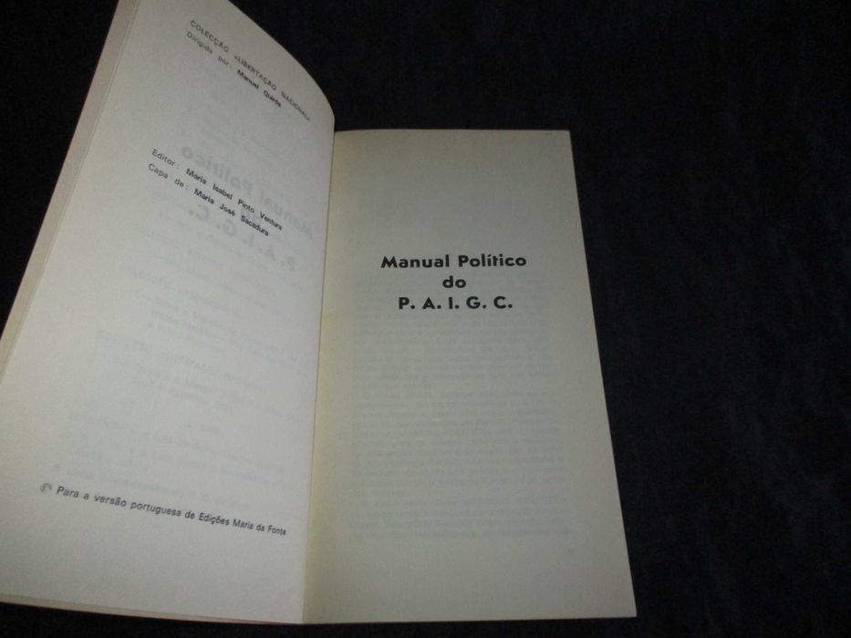 Livro Manual Político do P. A. I. G. C. Libertação Nacional