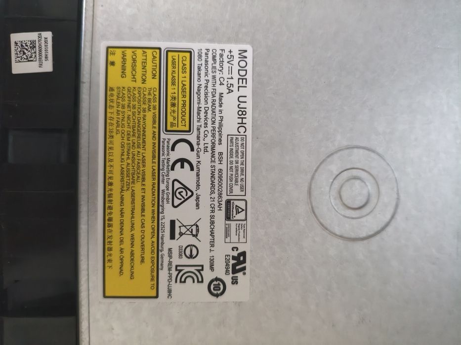 Napęd DVD-RW Panasonic / Lenovo Model UJ8HC – Ultra Slim 9.5mm, SATA