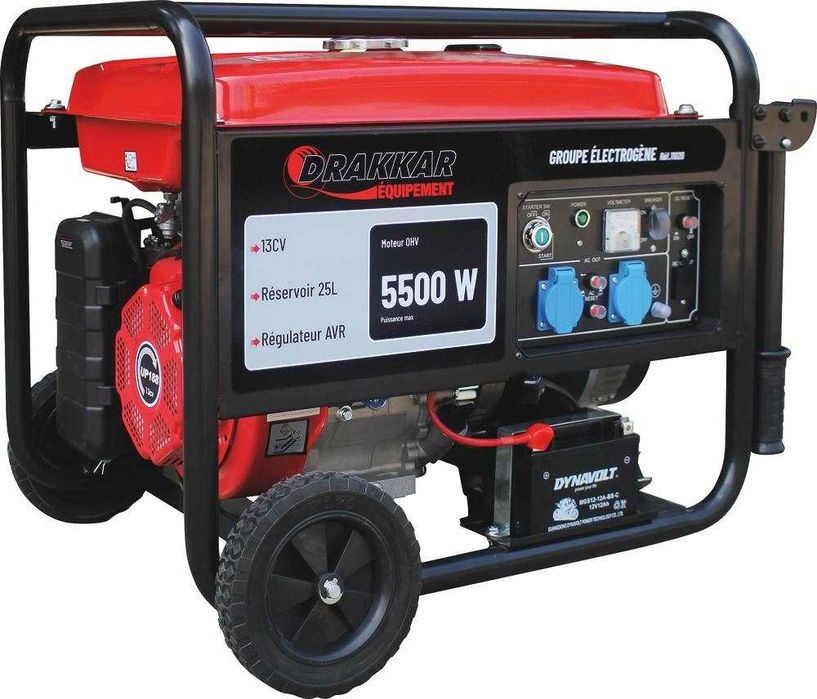 Gerador a gasolina monofásico AVR, 5500W, 13HP, arranque eléctrico