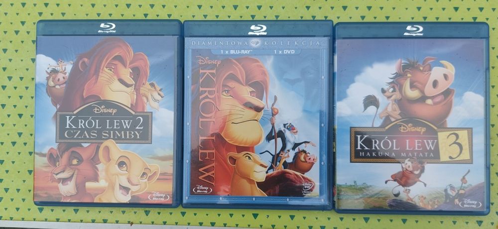 Zestaw 3 filmów blue ray Król Lew 1,2,3.