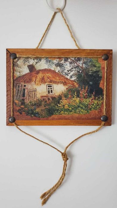 Картина на холсте на подрамнике. Украинская хата.  Ручная работа