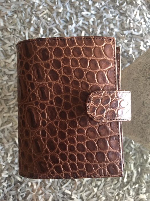 Brown Crocodile Leather Organizer, Pocket Size, New in Box