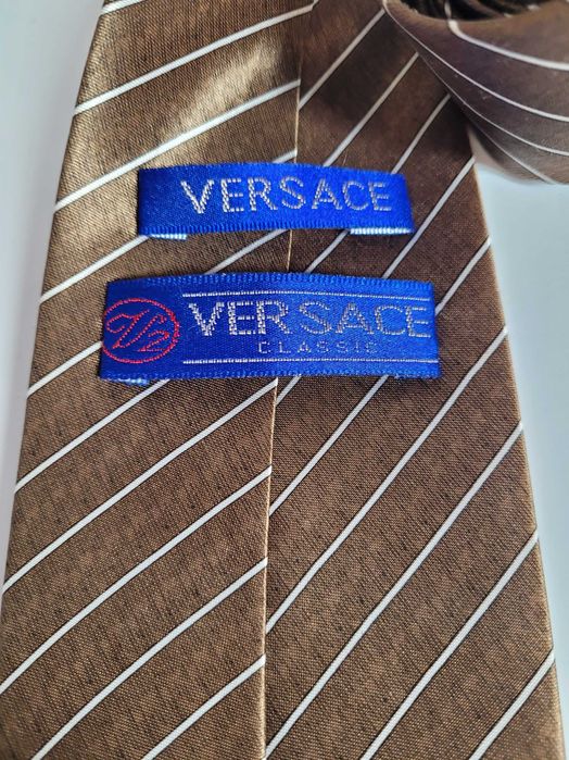 VERSACE галстук коричневий шовк, ідеальний стан