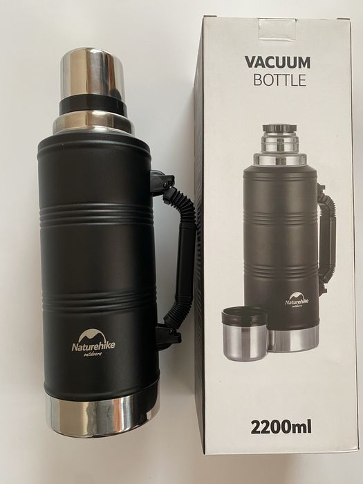 Термос з ручкою NATUREHIKE Q-9H, 304 Сталь, 2.2л. Чорний