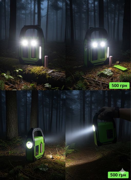 Потужний Ліхтар-Прожектор 3 в 1: Сонячна панель + Power Bank + Кемпінг