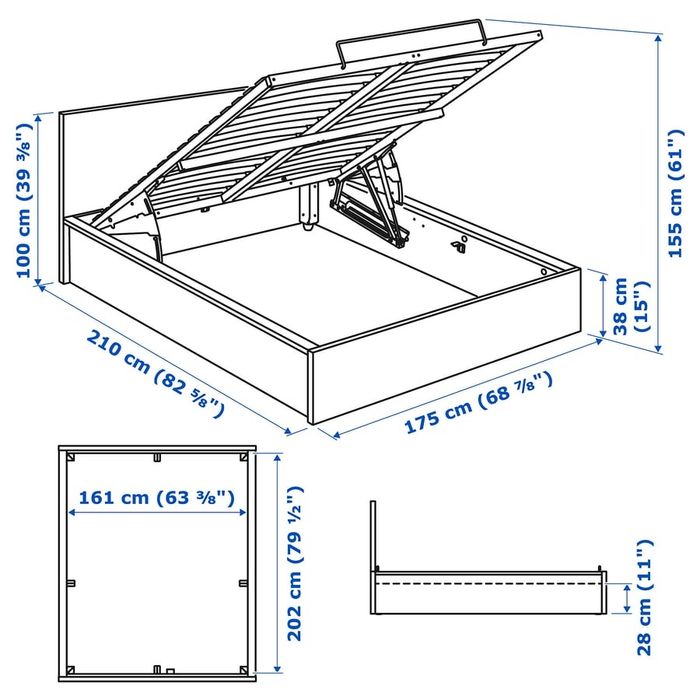 Cama Sommier para colchão 160x200